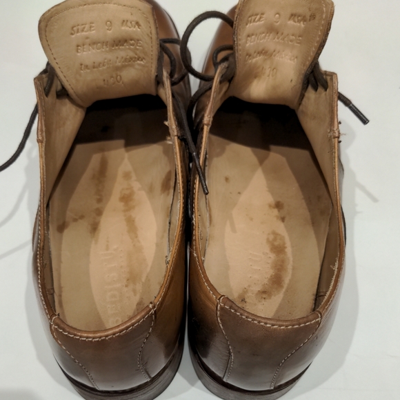 Brown distressed leather oxfords w/ goodyear welt handmade by cobbler men US 9 - Picture 9 of 12